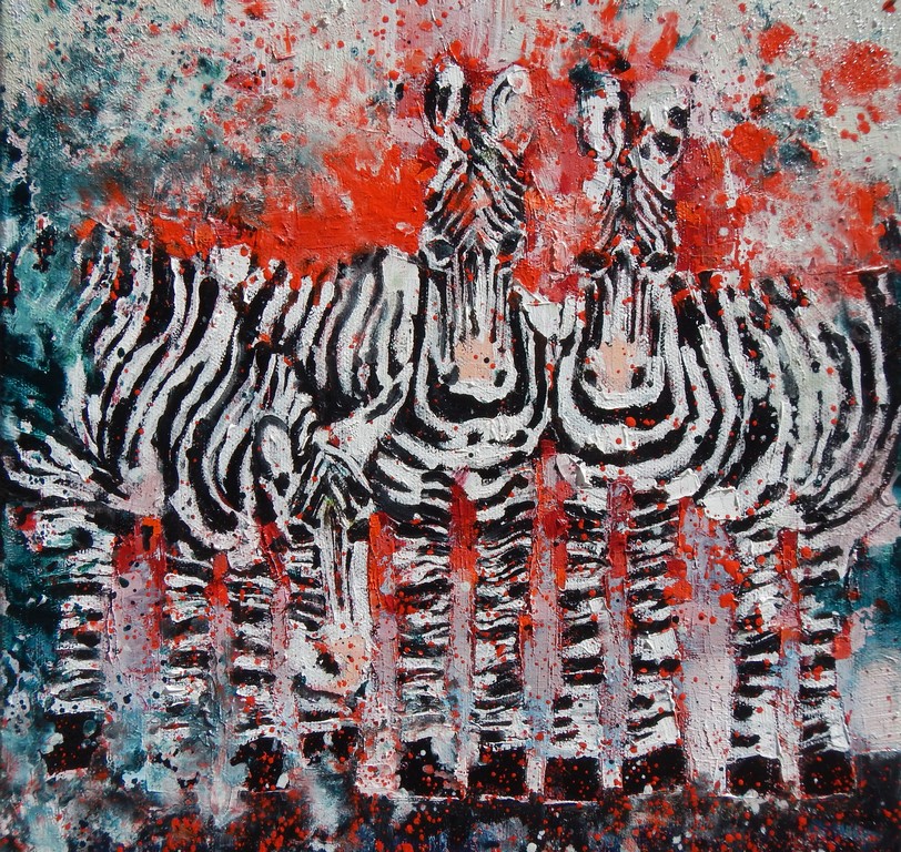 Spotty Zebras.30x30cm