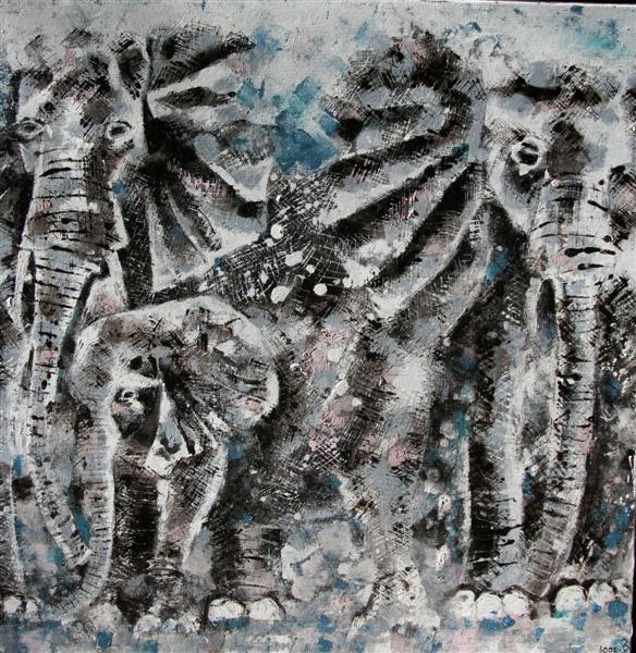 elephant_family_70x70cm