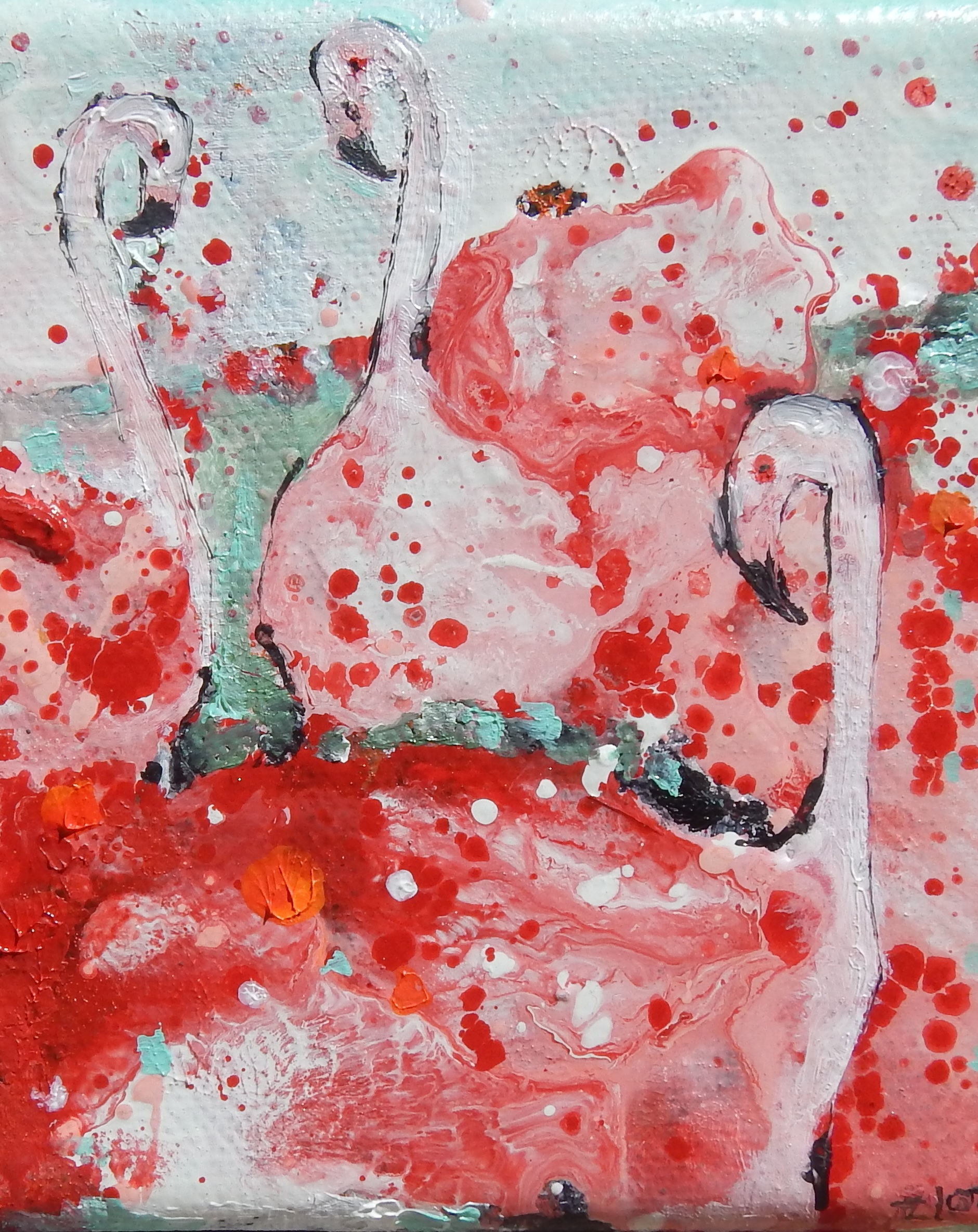 Flamingo splash 10x10cm